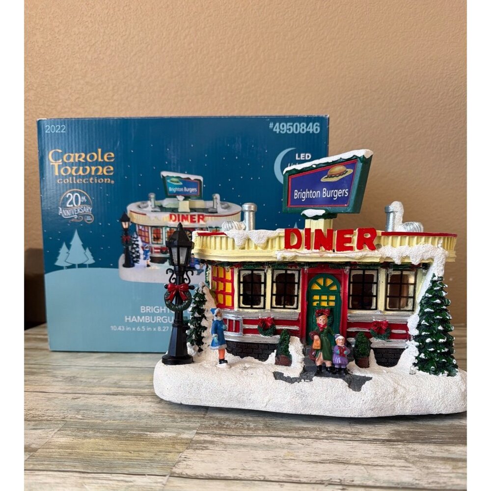 Carole Towne Christmas Village 2022 Brighton Burgers Diner20th Anniversary w/Box